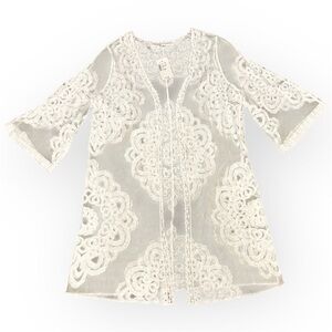 Cleo White Lace Floral Swim Coverup